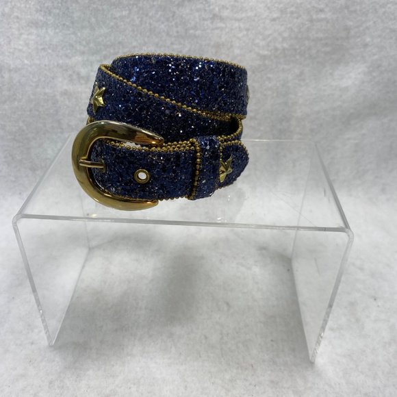 Vintage Elite Blue Glitter Start Studded Belt M main image 12